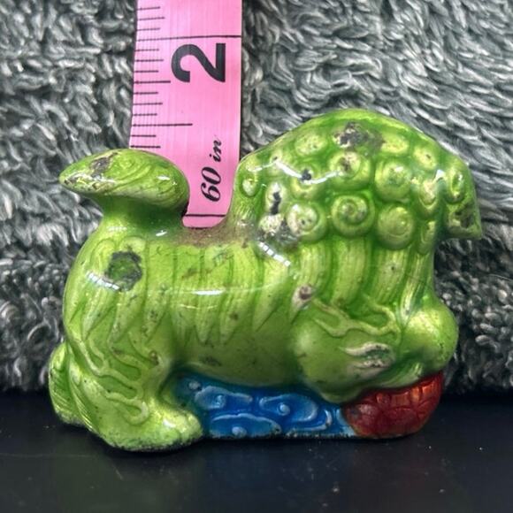 Chinese Cloisonné Enamel Miniature Foo Dog Brass Figurine ADORABLE - Picture 4 of 10